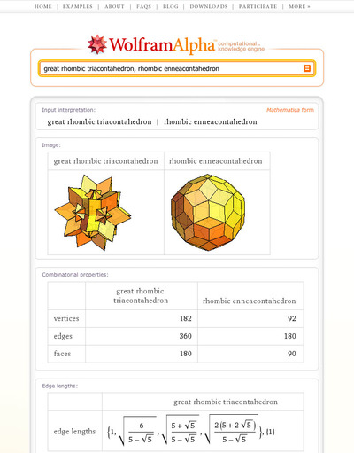 Polyhedra from Wolfram Alpha